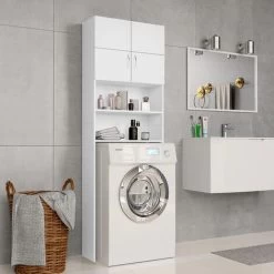 Washing Machine Cabinet White 64x25.5x190 Cm Chipboard