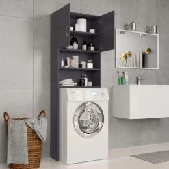 Washing Machine Cabinet Grey 64x25.5x190 Cm Chipboard -Comfort Bathroom Store 29796924 3