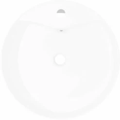 Ceramic Bathroom Sink Basin Faucet/Overflow Hole White Round -Comfort Bathroom Store 29798166 3