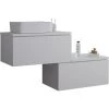 Milano Oxley - White 1397mm Wall Hung Stepped Bathroom Vanity Unit With Countertop Basin - Rectangular Basin (No LED Light) -Comfort Bathroom Store 30087565 1