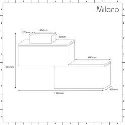 Milano Oxley - White 1397mm Wall Hung Stepped Bathroom Vanity Unit With Countertop Basin - Rectangular Basin (No LED Light) -Comfort Bathroom Store 30087565 3