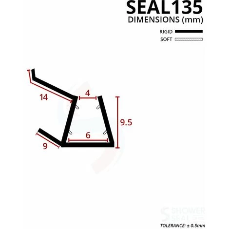 Bespoke Koralle Shower Seal For Screens, Doors Or Panels | Fits 4, 5 Or 6mm Glass | SEAL135 (80cm) 5 Bespoke Koralle Shower Seal For Screens, Doors Or Panels | Fits 4, 5 Or 6mm Glass | SEAL135 (80cm) - Image 3