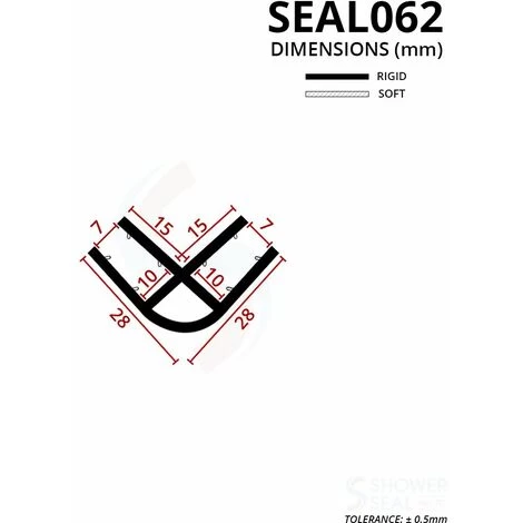 Vertical Corner Shower Seal For Screens, Doors Or Panels | Fits 8, 9 Or 10mm Glass | For 90°Joints | SEAL062 (80cm) 5 Vertical Corner Shower Seal For Screens, Doors Or Panels | Fits 8, 9 Or 10mm Glass | For 90°Joints | SEAL062 (80cm) - Image 3
