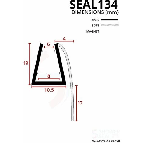 Shower Seal For Screens, Doors Or Panels | Fits 6, 7 Or 8mm Glass | Seals 12-17mm Gaps | SEAL134 (80cm) 5 Shower Seal For Screens, Doors Or Panels | Fits 6, 7 Or 8mm Glass | Seals 12-17mm Gaps | SEAL134 (80cm) - Image 3