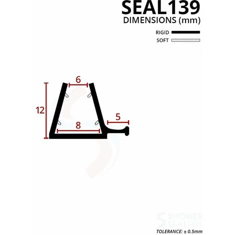 Shower Seal For Screens, Doors Or Panels | Fits 6, 7 Or 8mm Glass | For When There Is No Gap | SEAL139 (80cm) 5 Shower Seal For Screens, Doors Or Panels | Fits 6, 7 Or 8mm Glass | For When There Is No Gap | SEAL139 (80cm) - Image 3