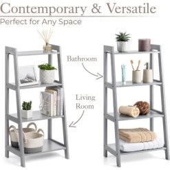 Lustleigh Grey Bathroom Ladder Shelf -Comfort Bathroom Store 30634441 3