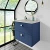 Nuie Blocks Wall Hung 2-Drawer Vanity Unit With Sparkling White Worktop 600mm Wide - Satin Blue 1 Nuie Blocks Wall Hung 2-Drawer Vanity Unit With Sparkling White Worktop 600mm Wide - Satin Blue -Comfort Bathroom Store 30812863 1