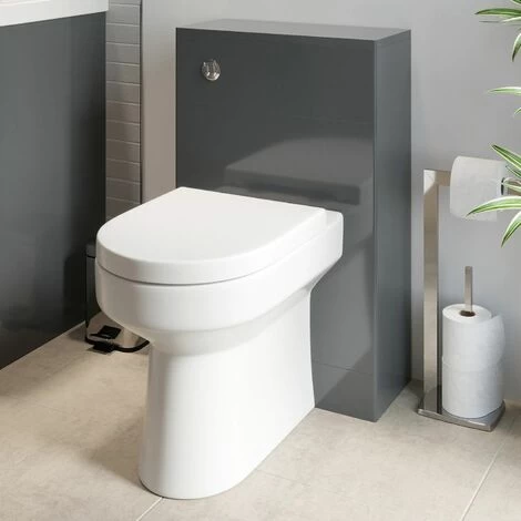Modern Bathroom Toilet Unit Concealed Cistern WC BTW Soft Close Seat Grey 500mm 3 Modern Bathroom Toilet Unit Concealed Cistern WC BTW Soft Close Seat Grey 500mm