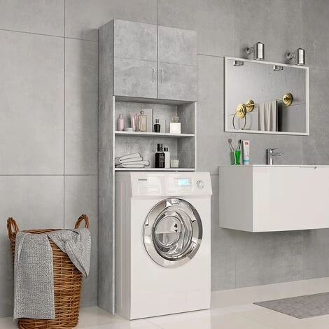 Washing Machine Cabinet Concrete Grey 64x25.5x190 Cm Chipboard 3 Washing Machine Cabinet Concrete Grey 64x25.5x190 Cm Chipboard