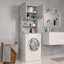 Washing Machine Cabinet Concrete Grey 64x25.5x190 Cm Chipboard 9 Washing Machine Cabinet Concrete Grey 64x25.5x190 Cm Chipboard -Comfort Bathroom Store 30984579 3