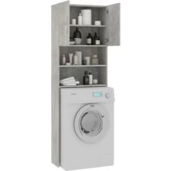 Washing Machine Cabinet Concrete Grey 64x25.5x190 Cm Chipboard 10 Washing Machine Cabinet Concrete Grey 64x25.5x190 Cm Chipboard -Comfort Bathroom Store 30984579 4