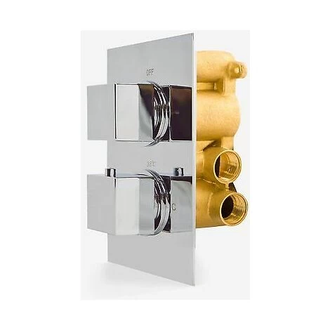 2 Dial 2 Way Square Concealed Thermostatic Mixer Valve ABS Shower Hand Held Kit 6 2 Dial 2 Way Square Concealed Thermostatic Mixer Valve ABS Shower Hand Held Kit - Image 4
