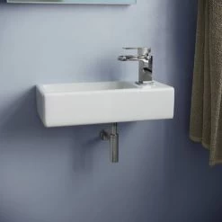 Alvey 360mm Bathroom Wall Hung Cloakroom Right Basin Waterfall Mono Tap Waste -Comfort Bathroom Store 31127281 3