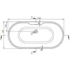 1555mm Modern Freestanding Bath Double Ended Overflow Waste White Acrylic Luxury -Comfort Bathroom Store 31627303 4