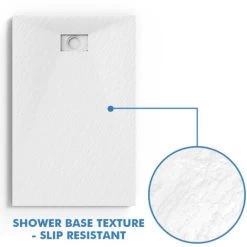 ELEGANT 1200x800mm Shower Tray White Slate Effect Shower Base Grain Rectangular With Waste Trap -Comfort Bathroom Store 31933694 3