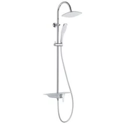 Overhead Shower Set With Single Lever Mixer And Tray WATERWAY Chrome-White SCHÜTTE