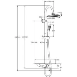 Overhead Shower Set With Single Lever Mixer And Tray WATERWAY Chrome-White SCHÜTTE -Comfort Bathroom Store 32183306 3