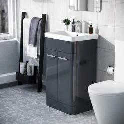 Afern 500mm Vanity Unit Cabinet And Wash Basin Anthracite -Comfort Bathroom Store 32281917 3