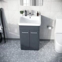 Afern 500mm Vanity Unit Cabinet And Wash Basin Anthracite -Comfort Bathroom Store 32281917 5