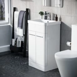 Afern 500mm Vanity Unit Cabinet And Wash Basin White -Comfort Bathroom Store 32281918 4