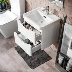 Lyndon 500mm Wall Hung Basin Vanity Unit White -Comfort Bathroom Store 32281969 5