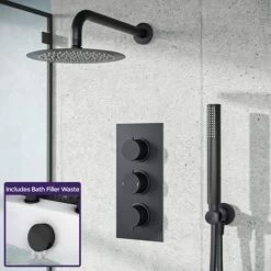 Wilden 3 Dial 3 Way Concealed Thermostatic Shower Mixer Valve Black Matte