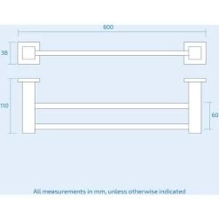 Matte Black Square Double Towel Bar Rail Holder -Comfort Bathroom Store 32282039 2