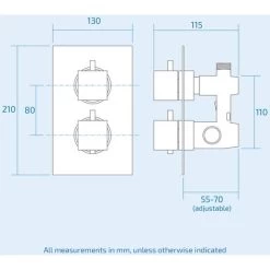 Temel Square 2 Dial 1 Way Chrome Concealed Thermostatic Shower Mixer Valve -Comfort Bathroom Store 32300467 4