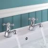 Stratford Traditional Single Pair Of Cross Head Hot And Cold Basin Taps + Waste -Comfort Bathroom Store 32300545 1