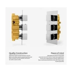 Cameo Bathroom Concealed Square Thermostatic Shower Mixer Valve Tap Chrome -Comfort Bathroom Store 32300584 3
