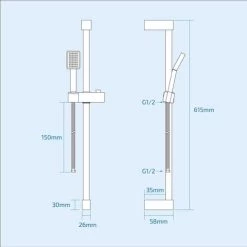 Erona Thermostatic Slider Rail Bar Shower Mixer Valve + Slider Rail Kit 9 Erona Thermostatic Slider Rail Bar Shower Mixer Valve + Slider Rail Kit -Comfort Bathroom Store 32300810 4