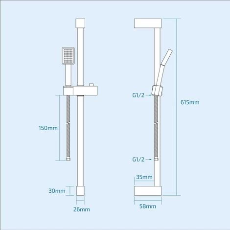 Erona Thermostatic Slider Rail Bar Shower Mixer Valve + Slider Rail Kit 6 Erona Thermostatic Slider Rail Bar Shower Mixer Valve + Slider Rail Kit - Image 4