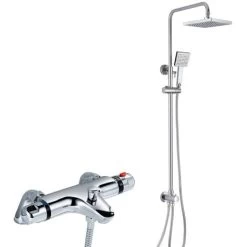 Winstead Square Thermostatic Bath Mixer Shower Riser Rail Kit