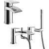 Vago Modern Bathroom Waterfall Basin Mono Mixer Tap & Bath Shower Mixer Tap With Pencil Handset Kit -Comfort Bathroom Store 32301010 1