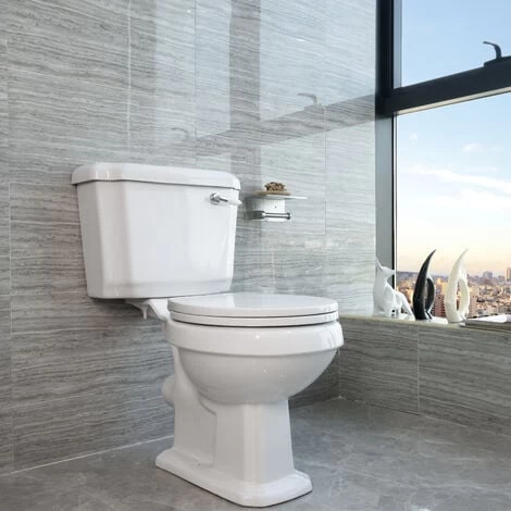 Traditional Toilet Close Coupled Ceramic Pan Cloakroom Soft Close Seat Bathroom 3 Traditional Toilet Close Coupled Ceramic Pan Cloakroom Soft Close Seat Bathroom