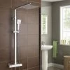 Solid Brass Thermostatic Shower Mixer Chrome With Slide Rail Kit Square -Comfort Bathroom Store 32716461 1