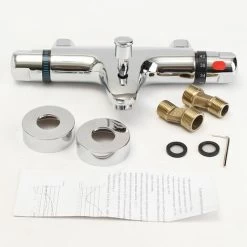 Thermostatic Shower Mixer Tap Bathroom Wall Valve Solid Chromed Brass -Comfort Bathroom Store 32860820 4