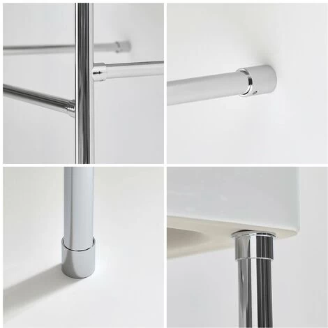 Milano Dalton - Modern White Ceramic Bathroom Basin Sink With Chrome Washstand - 400mm X 400mm 6 Milano Dalton - Modern White Ceramic Bathroom Basin Sink With Chrome Washstand - 400mm X 400mm - Image 4