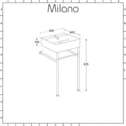 Milano Dalton - Modern White Ceramic Bathroom Basin Sink With Chrome Washstand - 400mm X 400mm 11 Milano Dalton - Modern White Ceramic Bathroom Basin Sink With Chrome Washstand - 400mm X 400mm -Comfort Bathroom Store 32937431 5