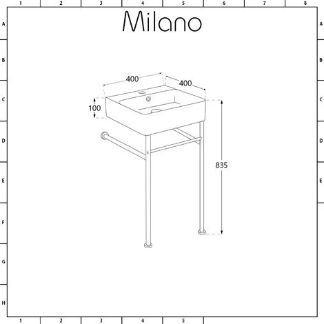 Milano Dalton - Modern White Ceramic Bathroom Basin Sink With Chrome Washstand - 400mm X 400mm 7 Milano Dalton - Modern White Ceramic Bathroom Basin Sink With Chrome Washstand - 400mm X 400mm - Image 5