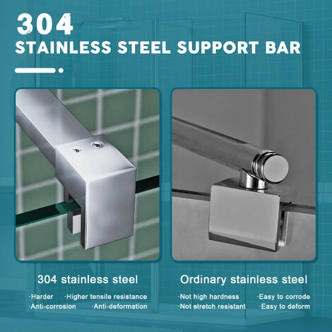 ELEGANT Frameless Wet Room Shower Screen Panel 8mm Easy Clean Glass Walk In Shower Enclosure 700mm Clear Glass 7 ELEGANT Frameless Wet Room Shower Screen Panel 8mm Easy Clean Glass Walk In Shower Enclosure 700mm Clear Glass - Image 5