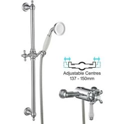 Traditional Dual Control Thermostatic Exposed Shower Mixer Valve + Riser Rail