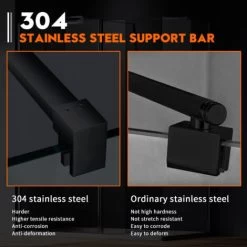 ELEGANT Walk In Shower Screen 8mm Nano Glass Black Wet Room Frameless Shower Enclosure 900mm -Comfort Bathroom Store 33535355 3