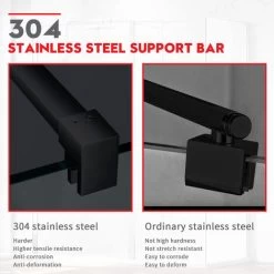 ELEGANT Walk In Shower Screen 8mm Nano Glass Wet Room Frameless Shower Door 900mm Black -Comfort Bathroom Store 33535657 4