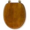 Croydex Solid Wood Toilet Seat, Antique Pine With Brass Hinges -Comfort Bathroom Store 34036539 1