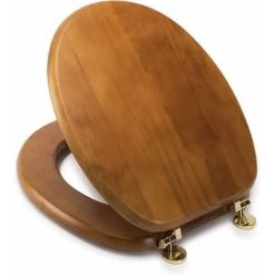 Croydex Solid Wood Toilet Seat, Antique Pine With Brass Hinges -Comfort Bathroom Store 34036539 3