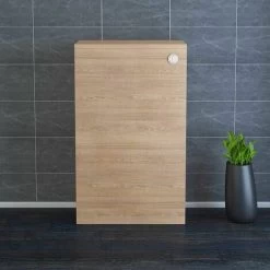NRG 500mm Bathroom Toilet Back To Wall Unit With Concealed Cistern Furniture Units Light Oak