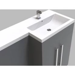 NRG Gloss Grey Right Hand Bathroom Cabinet Furniture Combination Vanity Unit Set (No Toilet) -Comfort Bathroom Store 34185215 5
