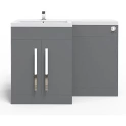 NRG Gloss Grey Left Hand Bathroom Cabinet Furniture Combination Vanity Unit Set (No Toilet) -Comfort Bathroom Store 34185216 3