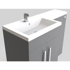 NRG Gloss Grey Left Hand Bathroom Cabinet Furniture Combination Vanity Unit Set (No Toilet) -Comfort Bathroom Store 34185216 4